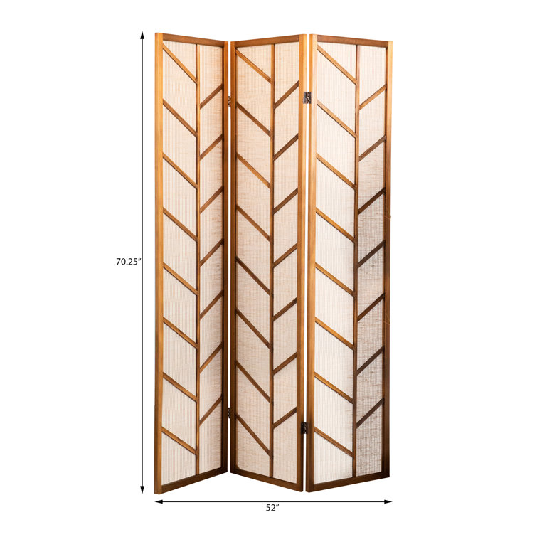 Corrigan Studio® Diboll Walnut And Linen Foldable 3Panel Screen